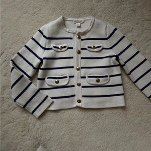 Crewcuts girls striped cardigan size 4-5 Cream Knit Sweater